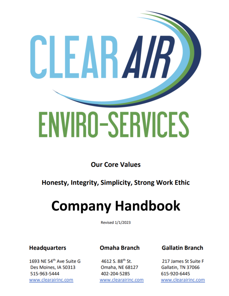 Clear Air Company Handbook Cover